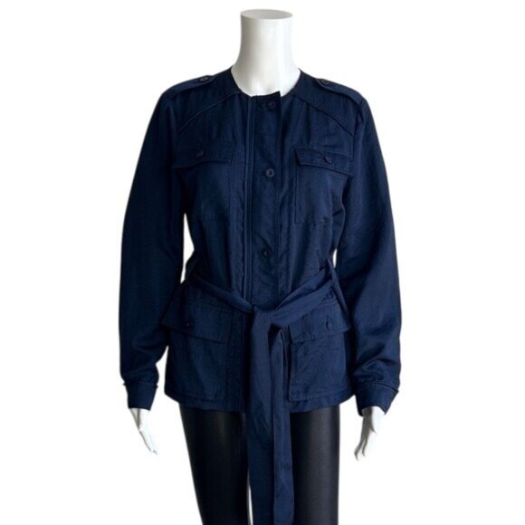 Anthropologie Hei Hei Belted Anorak Utility Jacket Navy Size S - Picture 2 of 7